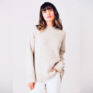 Margaret O'Leary gray mockneck wool alpaca blend sweater